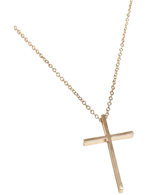 Urban Classics Halsketting - Big Basic Cross - voor Vrouwen - goudkleurig