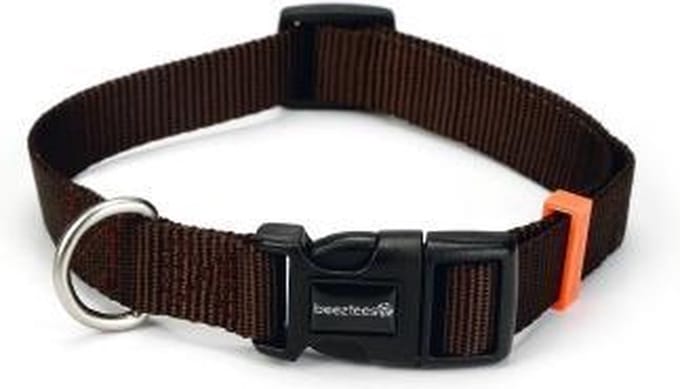 Beeztees nylon halsband Uni donkerbruin 48-70 x 25