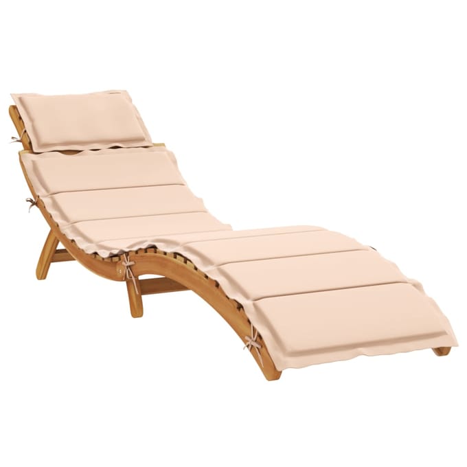 vidaXL | Ligbed | met kussen beige 55 x 184 x 64cm Massief Acaciahout