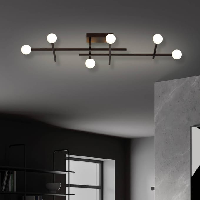 Bopp LED plafondlamp Cross, zwart, aluminium, 6-lamps