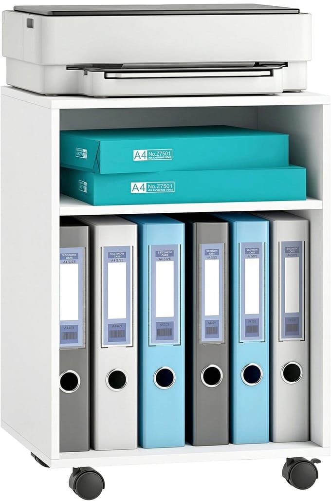HOMCOM Printerkast-Spaanplaat-40L x 35B x 56H cm-Wit