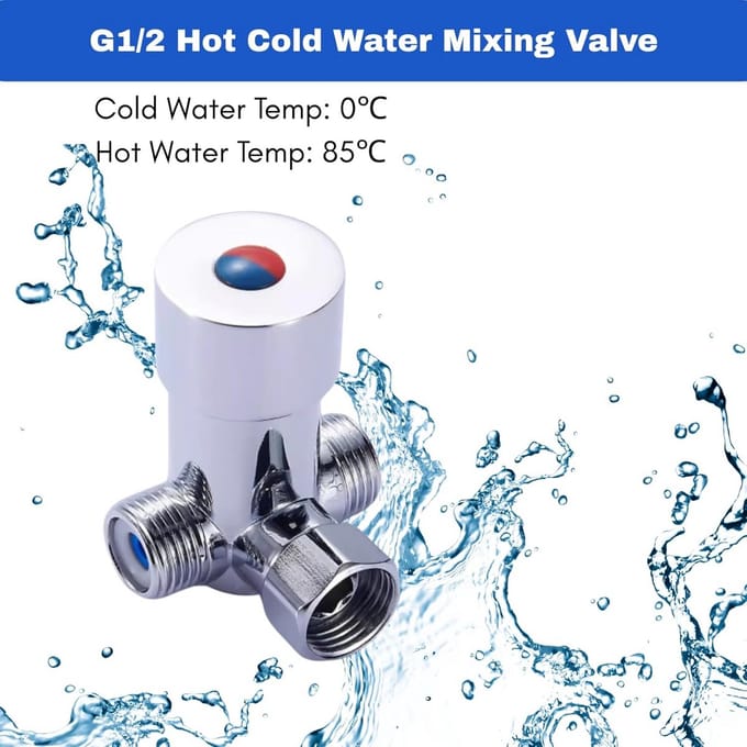 Thermostaatmengklep G1/2 voor Warm en Koud Water Mengen en Temperatuurregeling