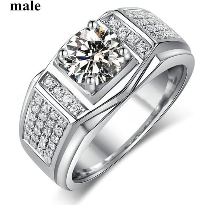 Luxe Koppels Ringen Dames Hart Witte Kristal Strass Ringen Set Heren Cz Roestvrij Staal Ring Bruiloft Verloving Sieraden 5 white