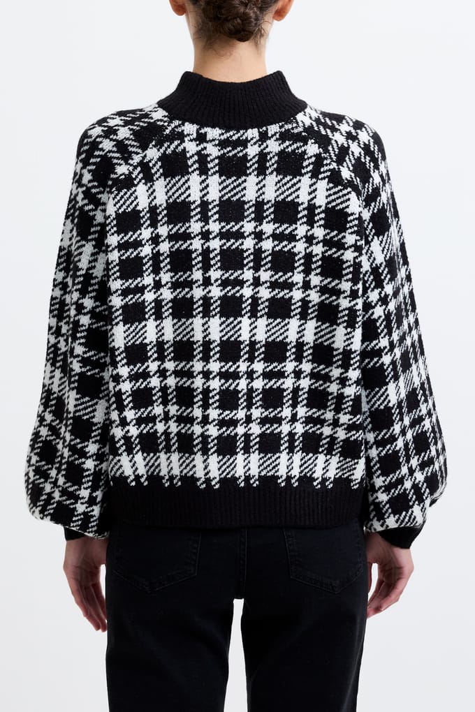 French Connection Check Crew Black / Ivory Taglia: M | Maglioni a maglia Outlet | Donna | Nero