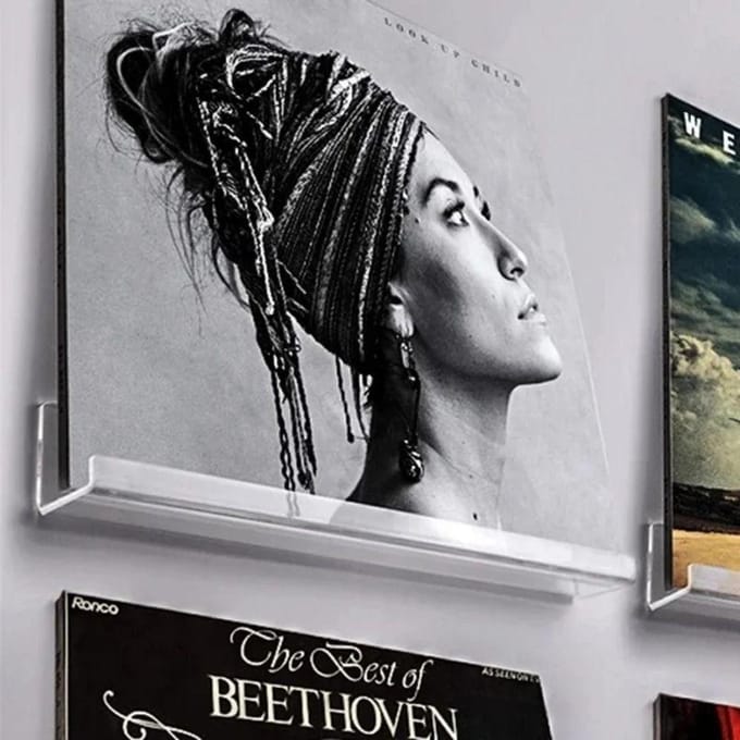 Creatieve 7 inch platenstandaard, doorzichtige wandgemonteerde vinylplatenhouder, acryl cd-plank transparant
