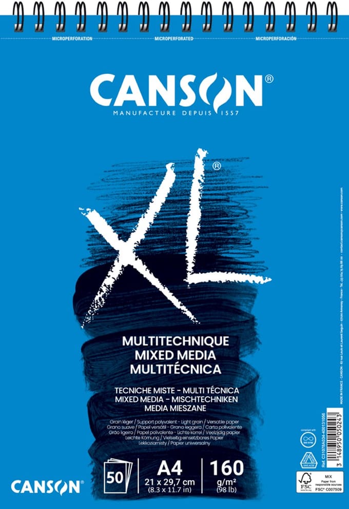 CANSON studieblok XL MIXED MEDIA, DIN A4, wit