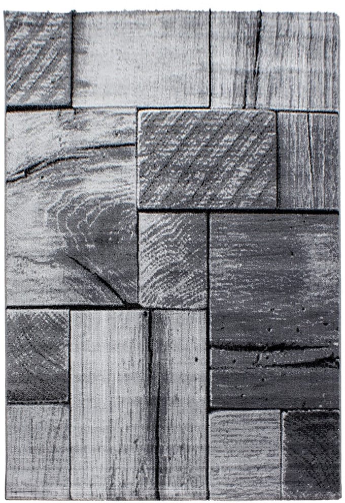 Parma Vloerkleed – Zwart Houtstructuur – Laagpolig & Modern Design