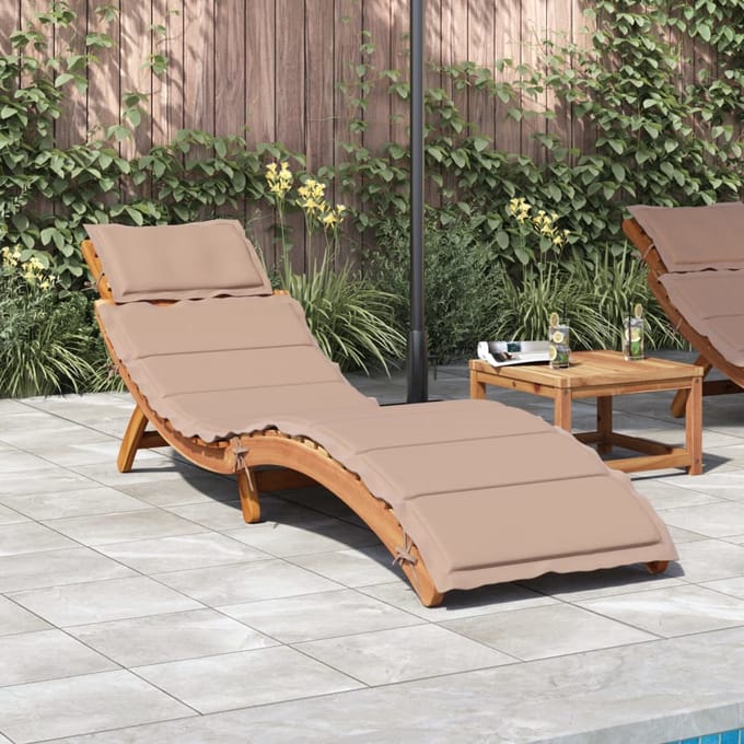 vidaXL - Ligbed - met - kussen - massief - acaciahout - taupe
