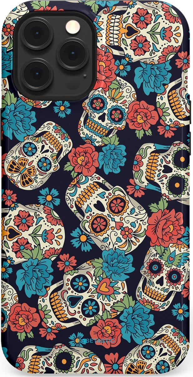 Casetastic hoesje geschikt voor Apple iPhone 12 Pro Max - MagSafe - Dubbellaagse bescherming - Catacombe carnaval - Fashion Case - Taupe Donkergrijs Petrol Grijs