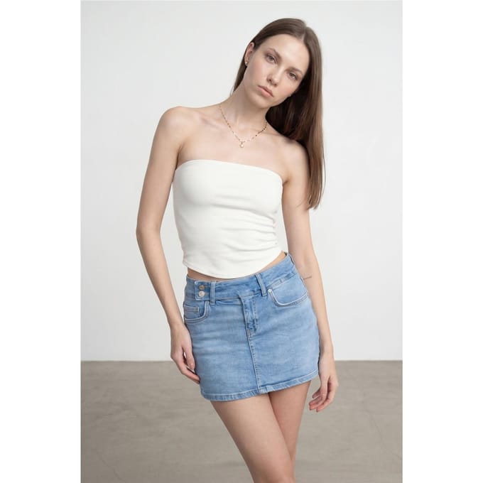 Dames Strapless Crop Bandeau Top
