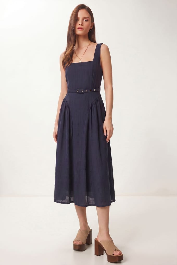 Geknoopte Mouwloze Midi-Jurk