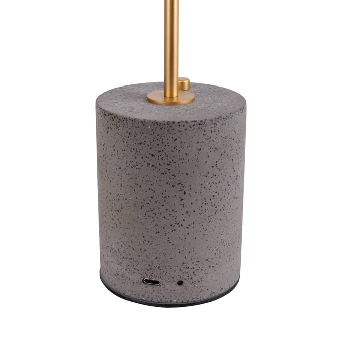 Näve LED tafellamp Seta, accu, cement, kap grijs