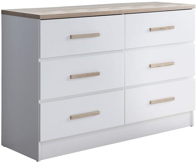 Vente-unique Ladekast met 6 lades - Wit en naturel - SKAIDO