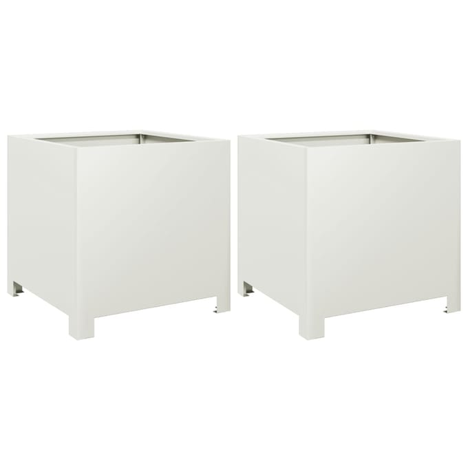 vidaXL - Plantenbakken - 2 - st - 40x40x40 - cm - staal - wit