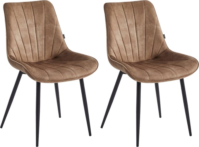 Colenis® - Lesedi Eetkamerstoel - Set Van 2 - Taupe - Adoré Velvet - Industrieel