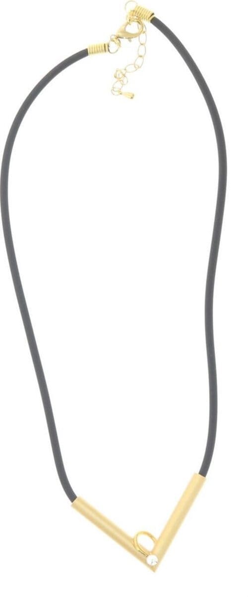 Behave® Ketting zwart met V goudkleur – 41 cm