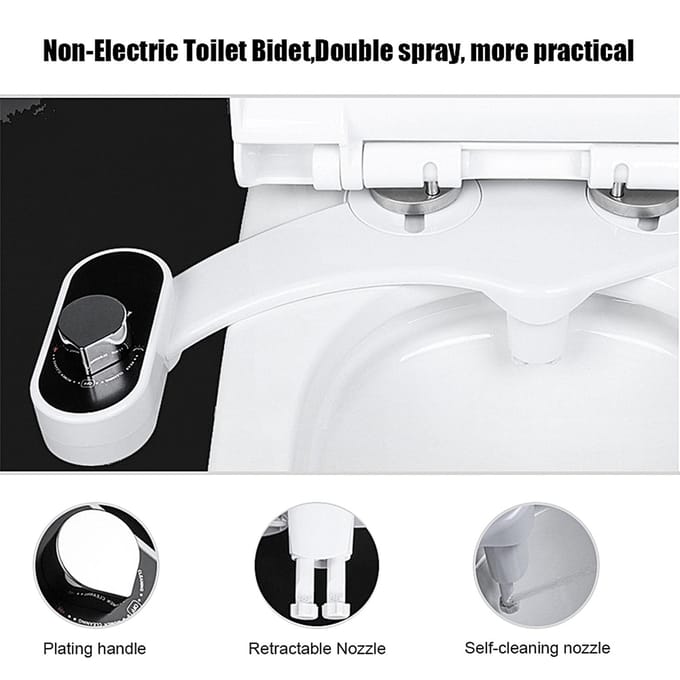 Dubbele Sproeikop Enkel Koud Water Toilet Bidet Sproeier Niet-Elektrische Toiletbevestiging voor Badkamer(VK white