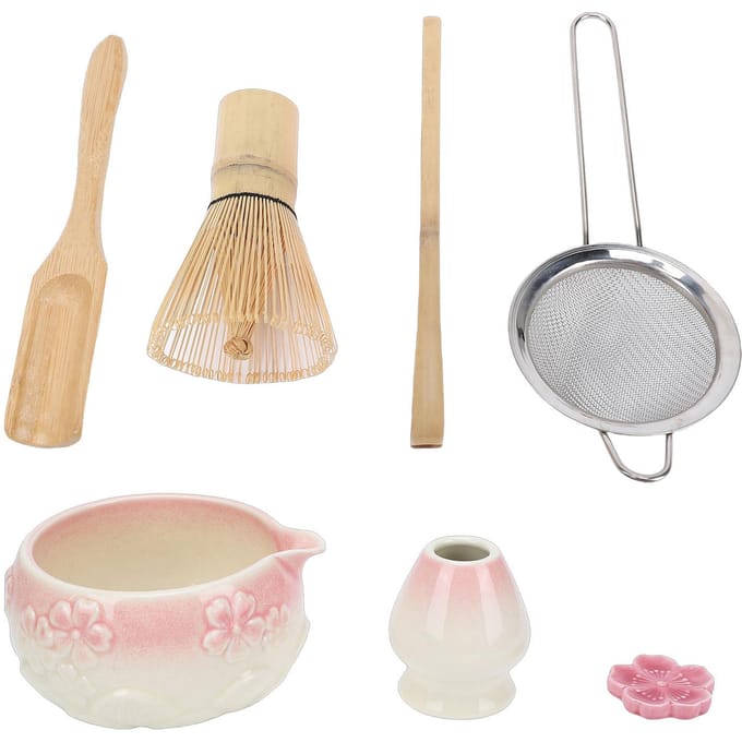 7-delige Matcha Thee Klopper Set Elegante Geglazuurde Keramische Matcha Bereidingskit met Kom Schep Zeef