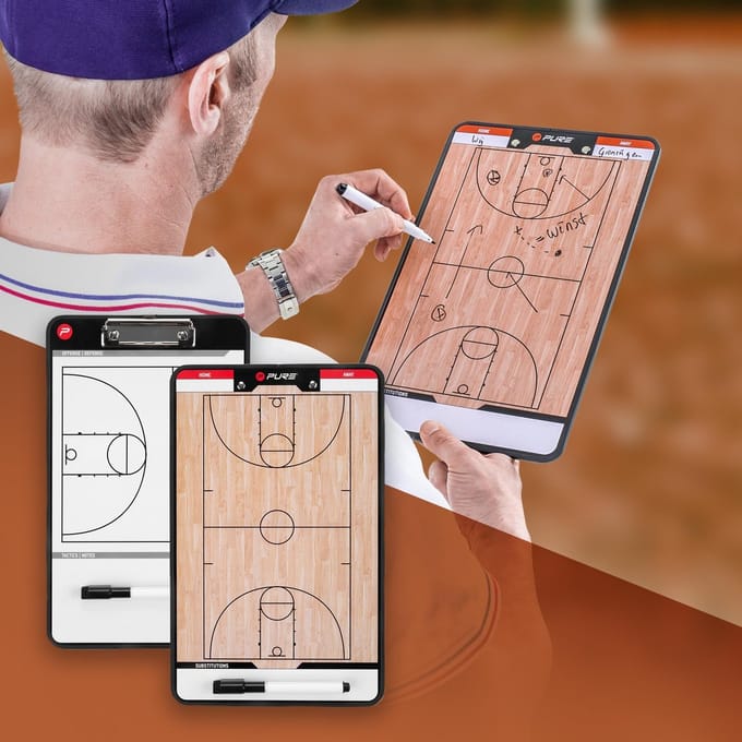 Pure2Improve - Tactiekbord / Coachbord - Basketbal - wit/zwart