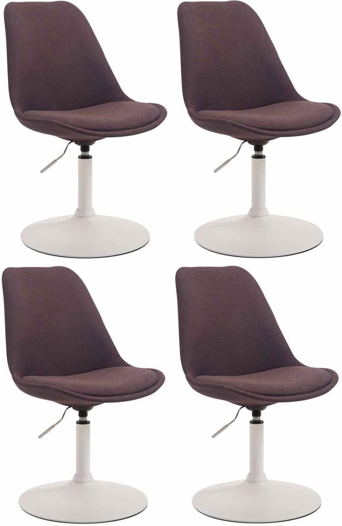 CLP Maverick Set van 4 Eetkamerstoelen - Stof bruin wit