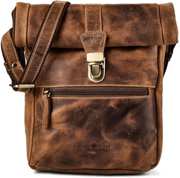 GREENBURRY schoudertas Vintage Foldflap Crossbody Bag Brown bruine