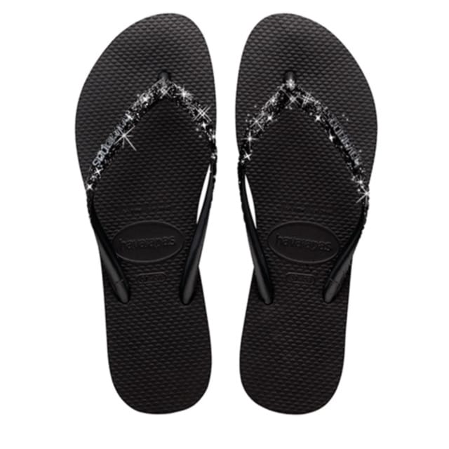 Havaianas Slim Slippers en Sandalen Dames - Zwart - Maat 37/38 - Plastic
