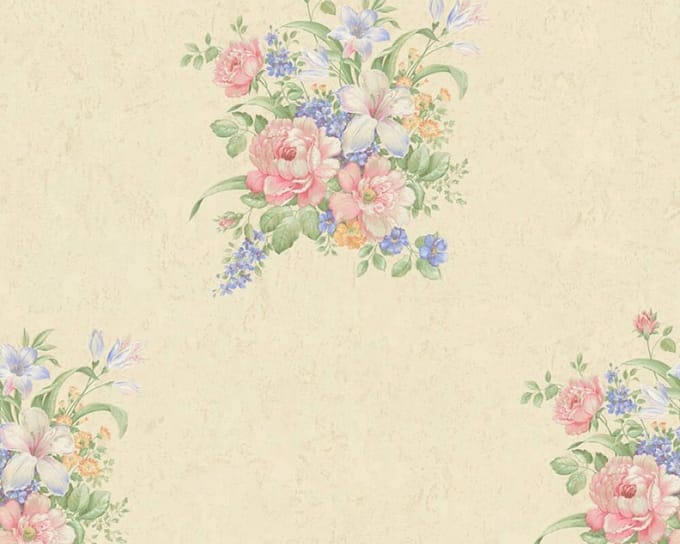 KLASSIEK BLOEMEN BEHANG | Klassiek - creme roze groen blauw - A.S. Création Romantico