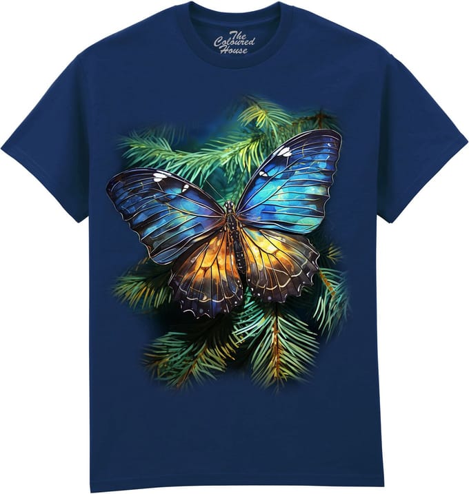 Vlinders Blue Gold Butterfly The Coloured House T-shirt S