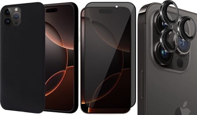 Hoesje geschikt voor iPhone 16 Pro Max - Privacy Screenprotector Volledig Dekkend Glas & Camera Protector - Matte Case Zwart met Fluweelzachte Binnenzijde