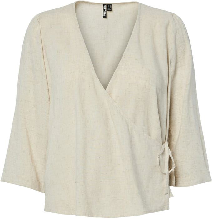 Pieces wikkelblouse PCPIA 3/4 LINNENMIX