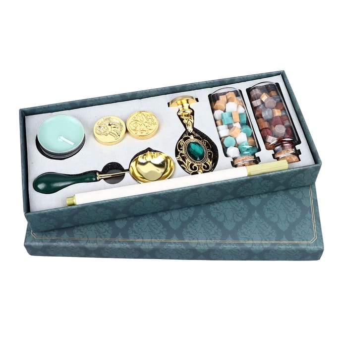 Waszegel Stempel Retro Stijl Afneembare Handgreep Gesneden Patroon Eenvoudige Bediening Waszegel Stempel Kit met gray