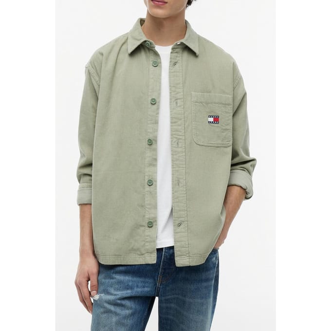 Tommy Hilfiger Brick Cord Overshirt Spring Olive Größe: S | Casual hemden Outlet | Herren | Grün