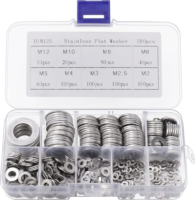 Allecto Plus RVS sluitringen - 580 stuks - 9 maten - Met doos