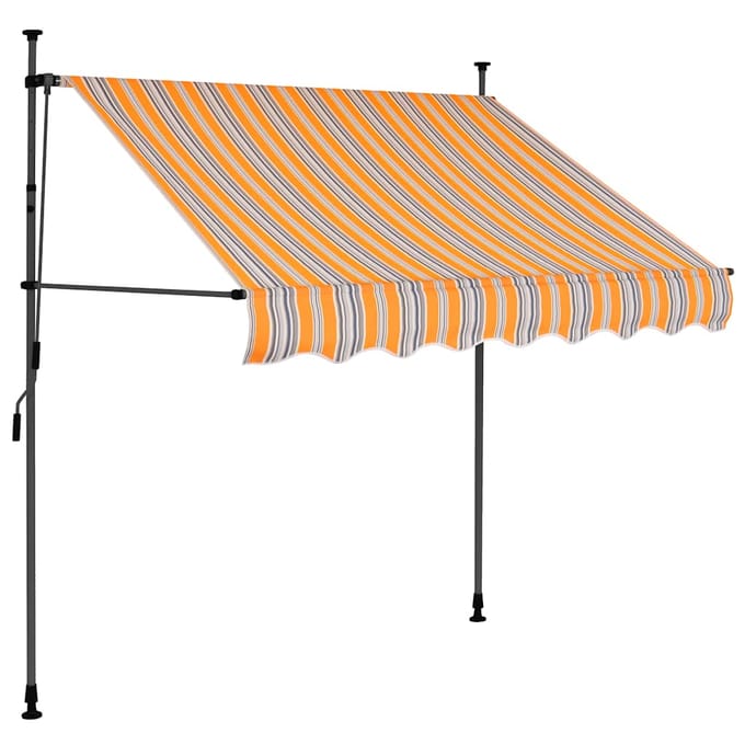 vidaXL - Luifel - handmatig - uitschuifbaar - met - LED - 100 - cm - geel - en - blauw