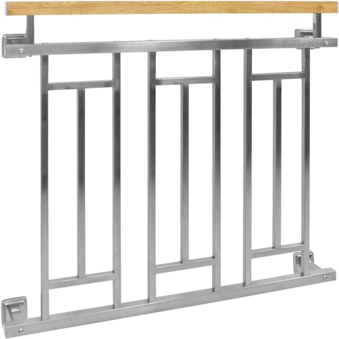 Frans Balkon Reling 100x90 cm Zilver RVS voor Deur en Raam