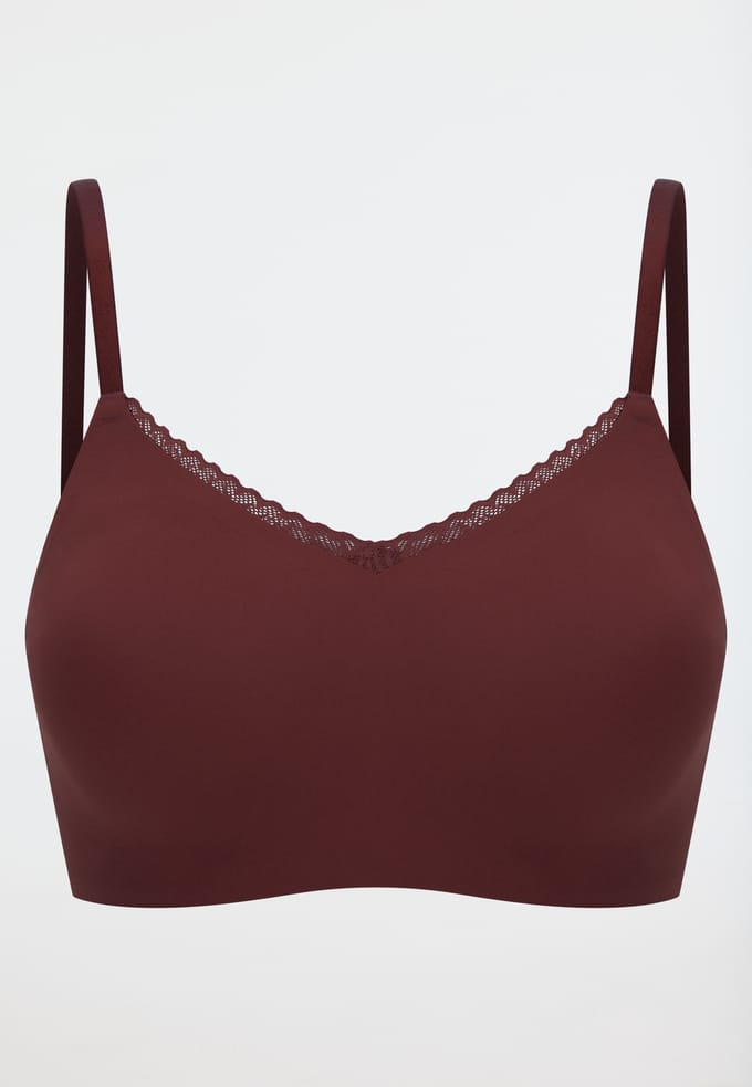 Bustier naadloze uitneembare pads kant wijnrood - Invisible Soft Lace 40