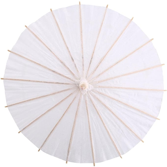 Parapluie décoratif en papier blanc, accessoire photo/cosplay pour école ou école. 20cm diameter white