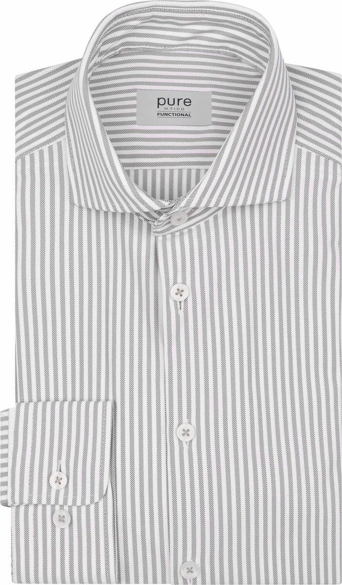 Pure Shirt Streep Beige - Maat 43 - Heren - Overhemden Casual