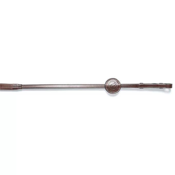 Trust Maastricht 1/2inch Rubber reins 7 stops - Brown/Gold - Maat Cob