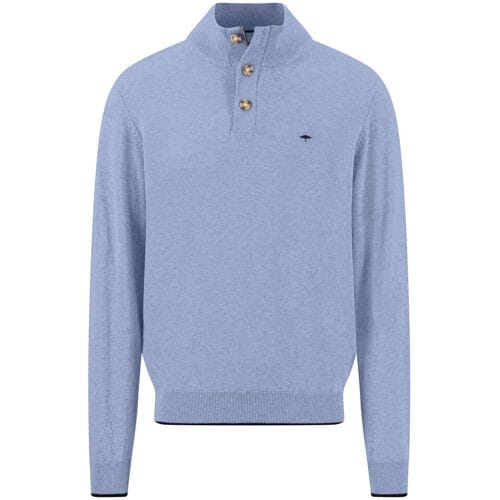 Fynch-Hatton Trui Troyer Button Subtle Tipping Superfine Cotton New Breeze / male