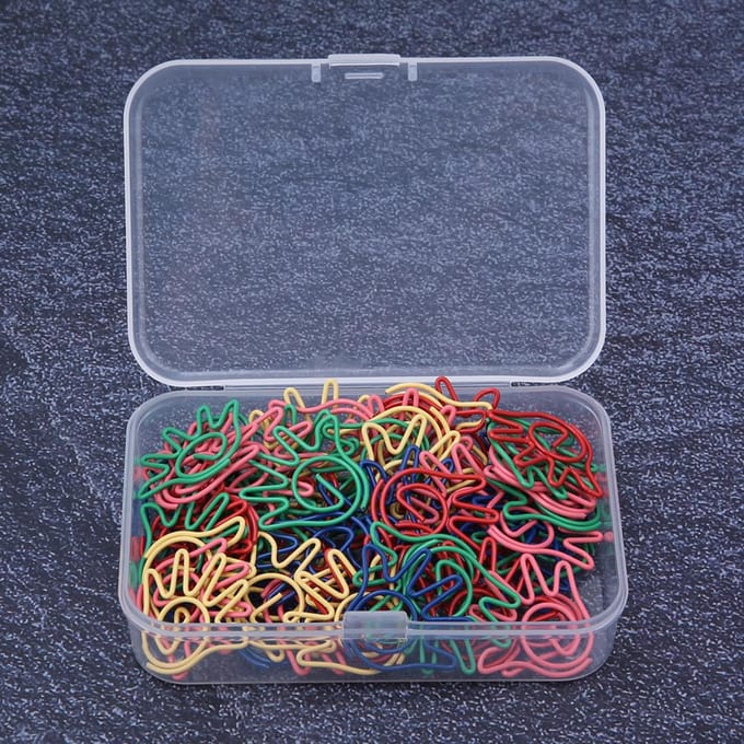 60 stuks doos 5 Kleuren Handvormige Paperclip Memo Notitie Clips Schoolkantoorartikelen white