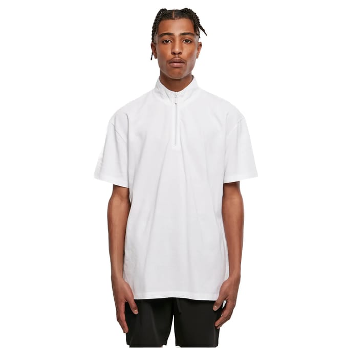 Urban Classics - Boxy Zip Pique Polo shirt - XXL - Wit