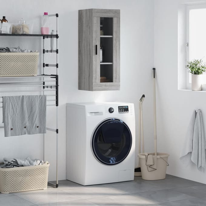 vidaXL - Bovenkast - 34,5x34x90 - cm - grijs - sonoma - eikenkleurig