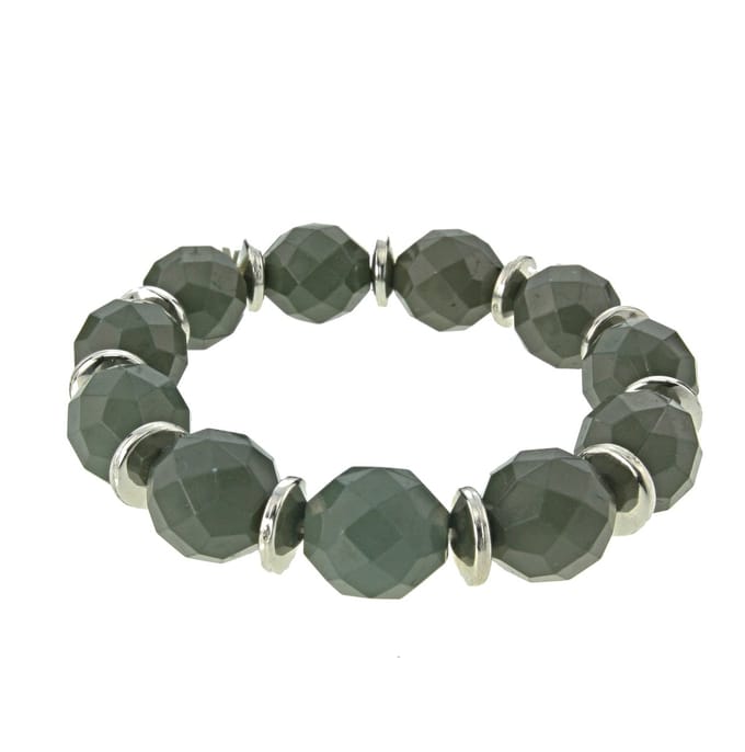 Behave - Elastische armband met grijze kralen - basic stijl - 16,5 cm