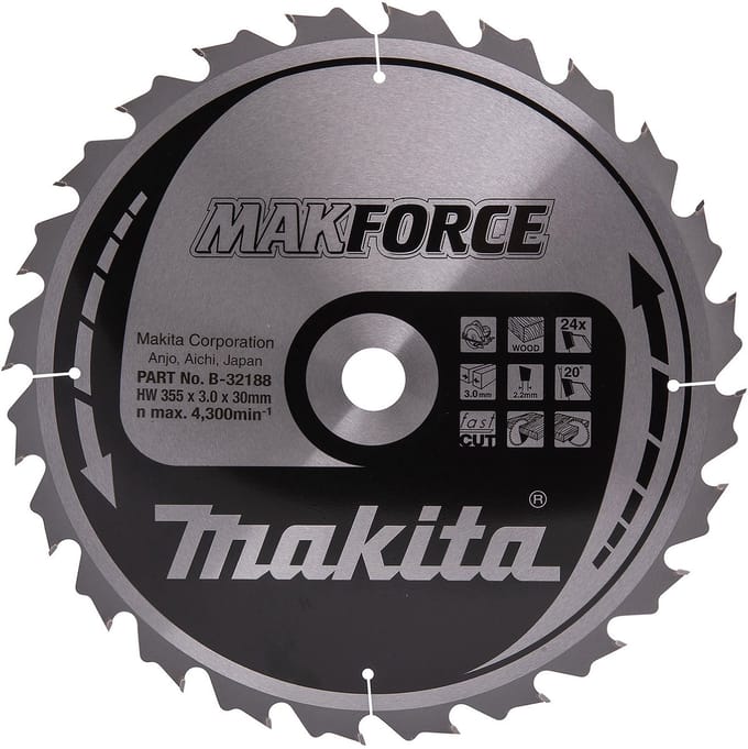 Makita B-32188 B-32188 Cirkelzaagblad 355 x 30 x 2.2 mm Aantal tanden: 24 1 stuk(s)