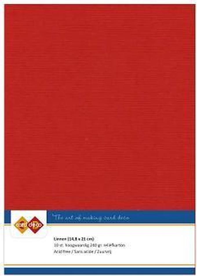 Card Deco Linnenkarton Kerstrood 14,8 x 21 cm - LKK-A534