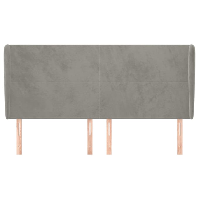 vidaXL - Hoofdbord - met - randen - 203x23x118/128 - cm - fluweel - lichtgrijs