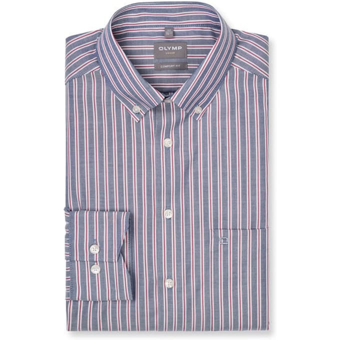 OLYMP Luxor Overhemd, Comfort Fit, Button-down, Marineblauw