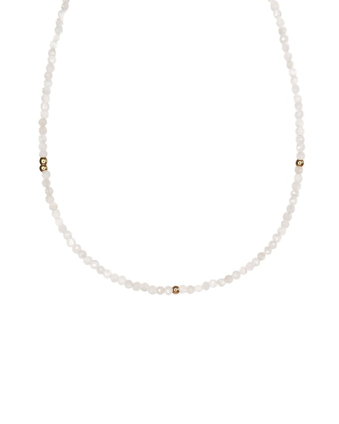 Ava & Imber | Sparkling Maansteen Ketting Stainless Steel (RVS) in cadeaudoosje