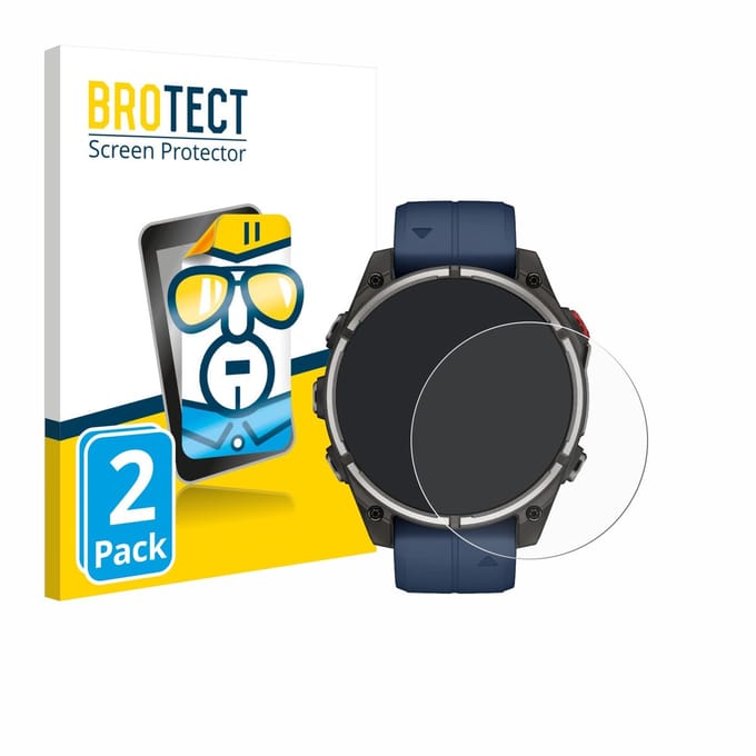 BROTECT - Screenprotector voor Garmin quatix 8 Pro (47 mm) - Folie Beschermfolie transparant 2 Stuks